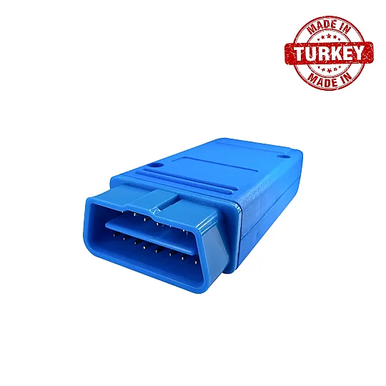 موصل OBD2 ذكر + علبة غلاف زرقاء