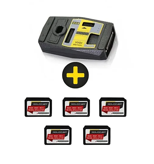 أداة VVDI MB BGA مع 5 محاكيات قفل عجلة القيادة Goldcar MB ESL/ELV مع هدية مجانية لطرازات W204 وW207 وW212