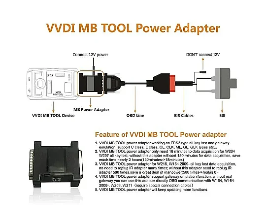 XDMB10EN محول طاقة جديد للبوابة W204 W212 W164 W210 يعمل مع VVDI MB للحصول على بيانات سريعة وحساب كلمة المرور
