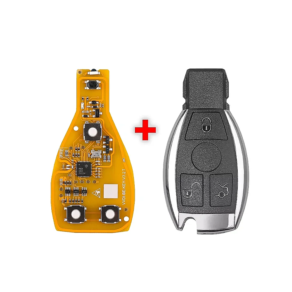 Xhorse VVDI BE مفتاح Pro لسيارات Benz إصدار اللون الأصفر بدون نقاط مع غلاف مفتاح بثلاثة أزرار - 1