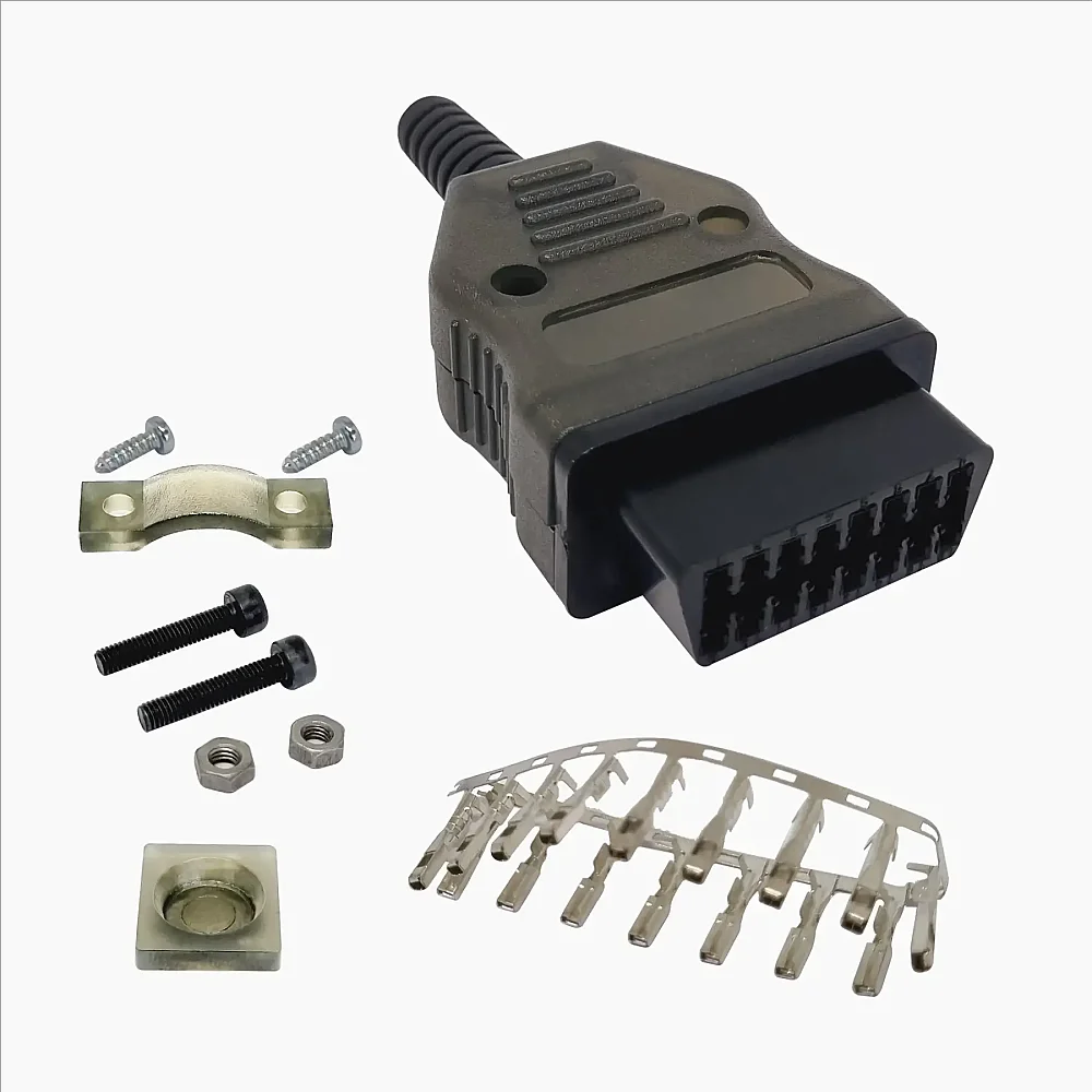 Kit di assemblaggio connettore femmina OBD2 a 16 pin (scocca, terminali e viti) - 1